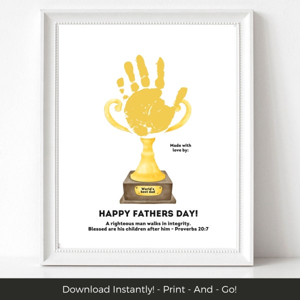 Christian Fathers Day Handprint Printable Fathers Day Card, Dad Gift from Kids, Bible Verse Sentimental Gift Dad, Scripture DIY Gift for Dad