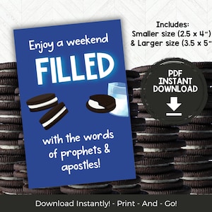 LDS Printable General Conference Treat Tag, Primary General Conference Tag, Adults Teens General Conference Gift Tag for Chocolate Cookies
