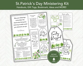 Kit de ministración del Día de San Patricio, Idea de regalo de la Sociedad de Socorro, Folleto de ministración SUD, Regalos para ministrar etiquetas de regalo de dulces SUD, SUD imprimible