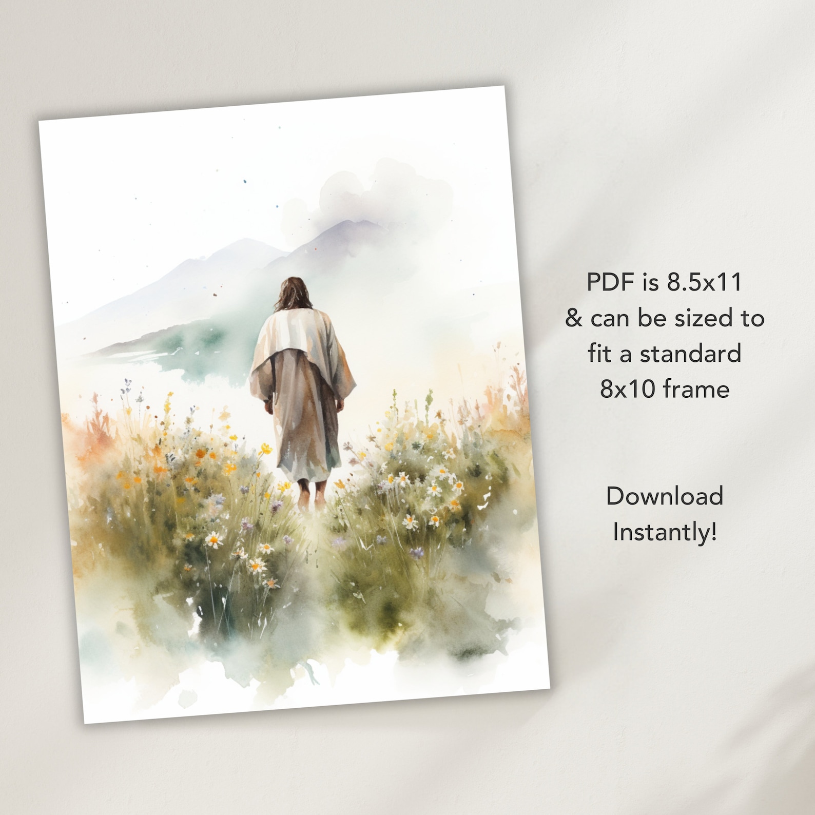 He Left the 99 Sheep, Jesus With Lost Sheep Print, Jesus and Lamb of