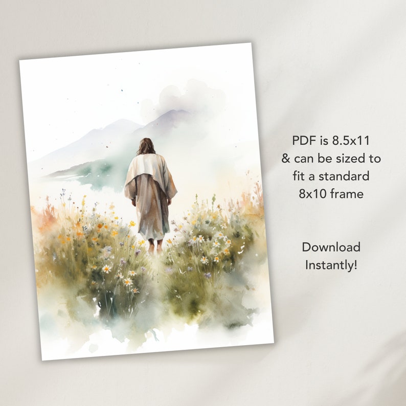 He Left the 99 Sheep, Jesus With Lost Sheep Print, Jesus and Lamb of ...