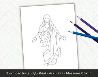 Christus Statue Coloring Page, Jesus Christ Coloring Sheet, Christian Coloring Page for Kids, LDS Youth Activity, Sunday School Printable