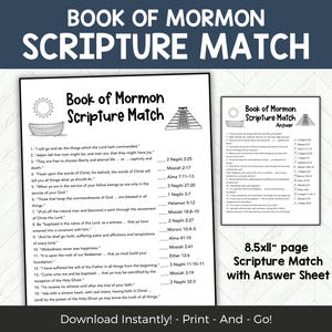 Book of Mormon Scripture Matching Game, LDS Bible Verse Activity, Seminary, Primary, Youth Group Printable, LDS Game PDF Download
