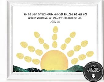Scripture Craft Printable, Handprint Art for Kids, Easy Bible Crafts, Fingerprint Art for Kids, Toddler Kid or Preschool Activities