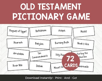 Old Testament Bible Pictionary Game, Printable Bible Games for Kids Teens & Adults, Church Games for Seminary, Sunday School or Ministry