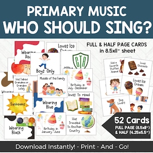 Temps de chant primaire LDS - Temps de musique primaire LDS - Chef de file musical principal - Chansons primaires - Choriste primaire LDS - Jeu musical et aide visuelle