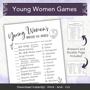 LDS Young Women  Activity,  Easy LDS Printable Game Idea, Church of Jesus Christ Youth, YW Girls Camp Game, Youth Around the World
