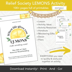 Sociedad de Socorro Actividad Cuando la vida te da limones, Volante de invitación a la actividad de RS EDITABLE, Actividad de las Mujeres Jóvenes SUD, Jóvenes, Estaca o Barrio
