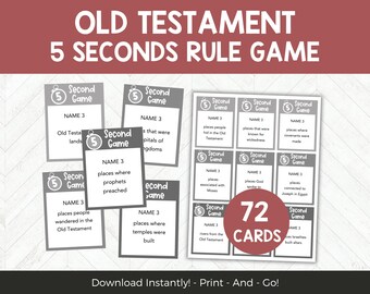 Old Testament Game, 5 Second Rule Game, Printable Bible Games for Kids Teens & Adults, Church Games for Seminary, Sunday School or Ministry