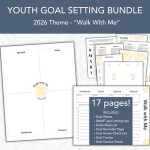 LDS Youth Theme 2026, Goal Setting Worksheet Planner Template,  Walk With Me Moses 6:34, LDS Young Women or Young Men Activity