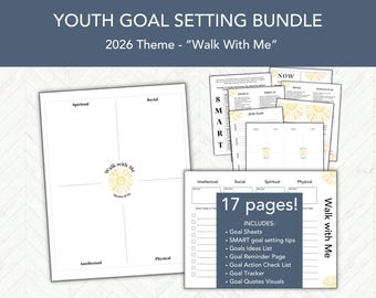 LDS Youth Theme 2026, Goal Setting Worksheet Planner Template,  Walk With Me Moses 6:34, LDS Young Women or Young Men Activity