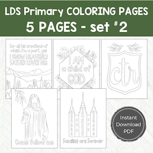 LDS Printable Primary Coloring Page, Easy Activity Day Idea, I am a Child of God Coloring Page, Temple, Scripture CTR and Jesus Christ Art