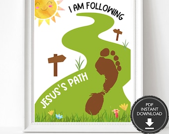 Following Jesus Children's Bible Handprint Craft, Scripture Handprint Art, Christian Craft for Kids, Bible Craft, Bible Verse Art Activity