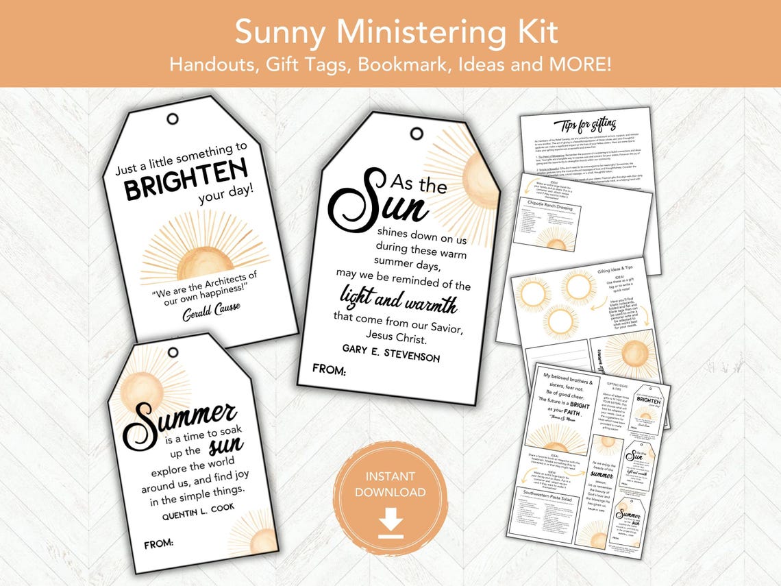 Summer Ministering Kit, Relief Society Gift Idea, LDS Ministering Handouts, Gifts for ...