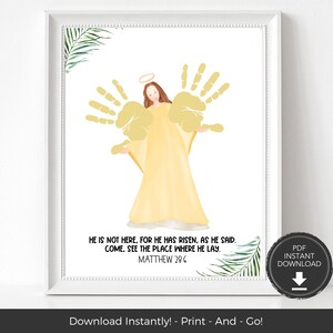 Easter Handprint Craft for Kid, Bible Verse Christian Printable, Handprint Art Printable Bible Activities, Toddler Kid and Preschool Crafts