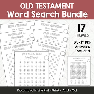 Old Testament Bible Word Search Puzzle BUNDLE, Printable Bible Games, Sunday School Church Games, Youth Group Bible Study Printable Activity