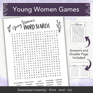 LDS Young Women  Activity,  Easy LDS Printable Game Idea, Church of Jesus Christ Youth, YW Girls Camp Game, Word Search Activities