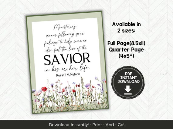 LDS Ministering Handout, Spring Ministering Gift Idea, LDS Relief Society Handout Printable, General Conference Quote