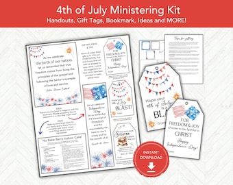 4th of July Day Ministering Kit, Relief Society Gift Idea, LDS Ministering Handout, Gifts for Ministering LDS Candy Gift Tags, LDS Printable
