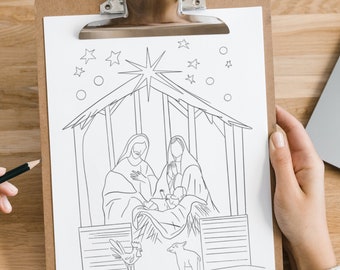 Printable Christmas Coloring Pages, Bible Story Nativity Coloring Pages, Sunday School Christian Craft