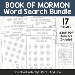 Book of Mormon Word Search Bundle, BOM Game For LDS Seminary Class or Sunday School, LDS Scripture Activity For Primary Teens Adults