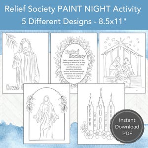 Relief Society Activity, Watercolor Paint Night, Young Women Activity Idea, Jesus Line Art Christ Portrait, Paint Night Activity