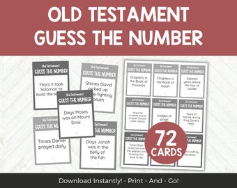 Old Testament Game, Guess the Number Game, Printable Bible Game for Kids Teens & Adults, Church Game for Seminary, Sunday School or Ministry
