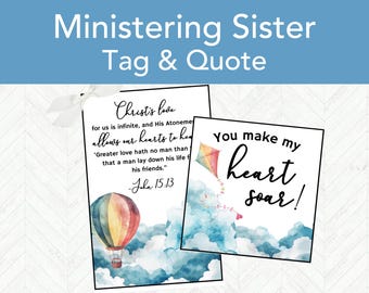 Summer LDS Ministering Handout Gift Tag Printable, LDS Relief Society Gift Tag, Easy Ministering Sister Gift Idea for Spring or Summer