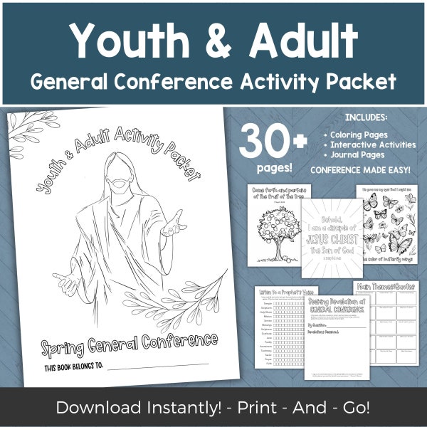 LDS Printable General Conference for Youth Teens and Adults, General Conference Notebook Activities and Coloring Pages, Activity Bundle