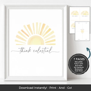 Think Celestial Print Bundle, LDS General Conference Quote, LDS Relief Society, Young Women, Young Men Primary or Sunday School Activity