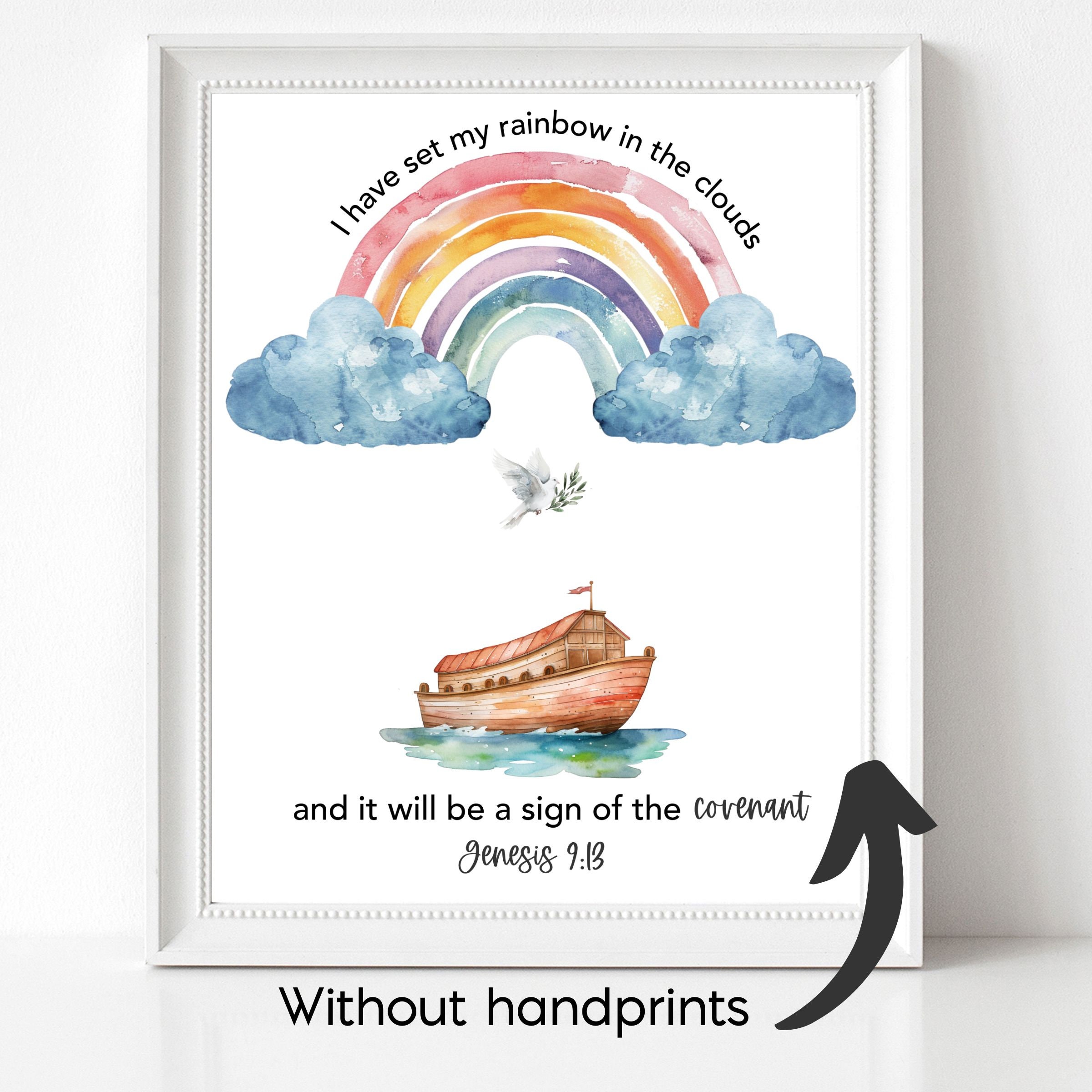 Noah's Ark Printable Bible Verse Craft, Fingerprint Art, Christian ...