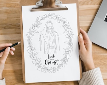 LDS Youth Theme 2025, Look Unto Christ D&C 6:36 , LDS Scripture Coloring Pages, Easy Young Men or Young Women Activity Idea, Paint Night