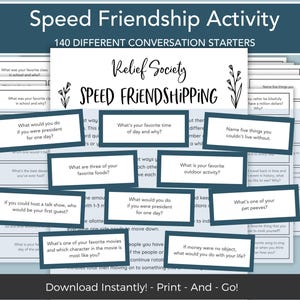 Relief Society Activity Printable, Relief Society Get to Know You Game, LDS Game Idea, Relief Society Speed Friendshipping Activity
