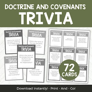 Doctrine and Covenants LDS Game, D&C Trivia Game For LDS Seminary Class or Sunday School, Easy Church History Activity For Teens Adults