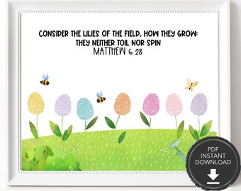 Scripture Craft Printable, Handprint Art for Kids, Easy Bible Crafts, Fingerprint Art for Kids, Toddler Kid or Preschool Activities