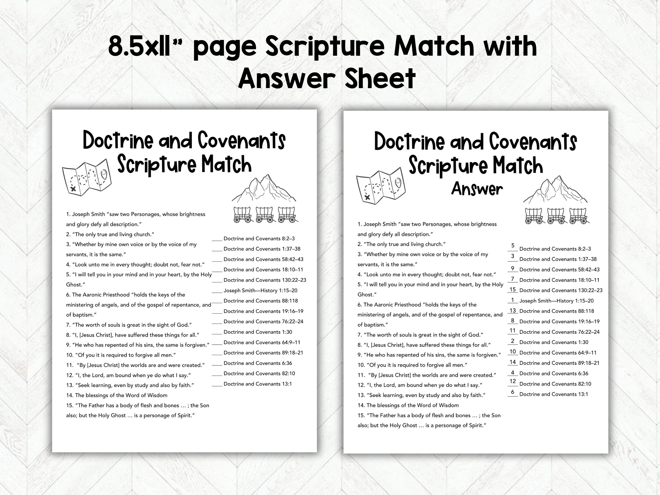 Doctrine and Covenants Scripture Matching Game, LDS Seminary or Youth ...