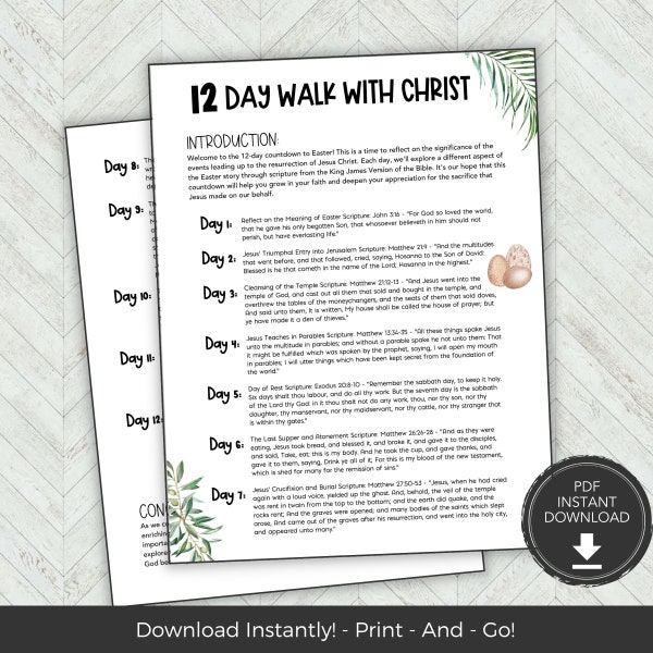 Printable Easter Countdown Christian Easter Activity, Easter Bible Activities, Religious Easter Story Cards, Holy Week Activities for Kids