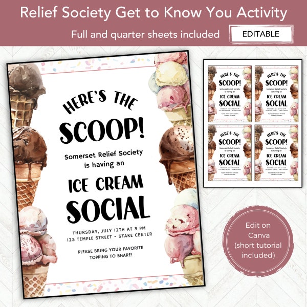 Relief Society Activity, EDITABLE RS Activity Invitation Flier, LDS Activities Template, Young Womens, Youth, Stake or Ward Activity Idea