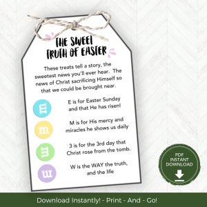 The Easter Story Treat Idea, Holy Week for Kids, Christian Easter Activity, Holy Week Printable Easter Gift Tags, Easter Gift Tags