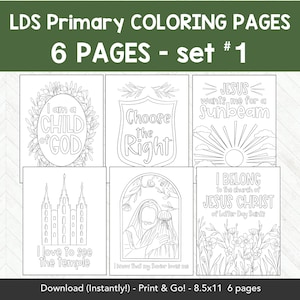 LDS Printable Primary Coloring Page, Easy Activity Day Idea, I am a Child of God Coloring Page, Temple, Scripture CTR and Jesus Christ Art