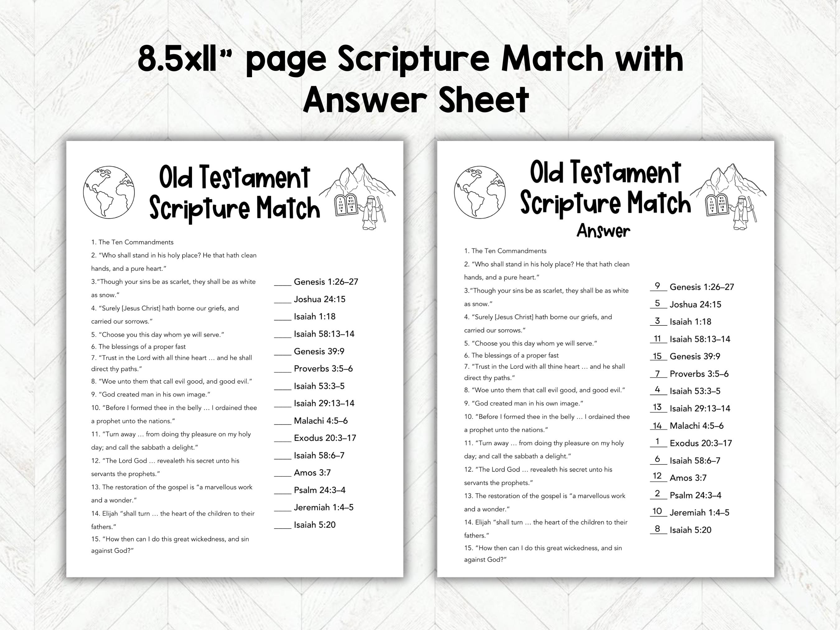 Scripture Finding Game Old Testament Scripture Matching Game, Bible Verse Activity for Youth ...