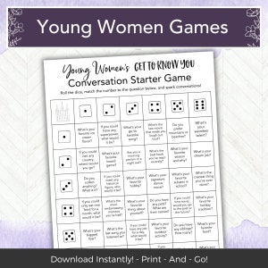 LDS Young Women  Activity,  Easy LDS Printable Game Idea, Church of Jesus Christ Youth, YW Girls Camp Game, Get to Know You Game Icebreaker