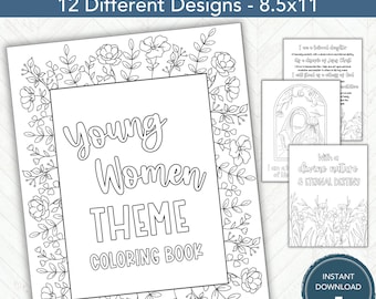 LDS Young Women Theme Coloring Book, Adult Coloring Pages, LDS Printable, Christian Coloring Pages of Jesus Christ, YW Coloring Pages