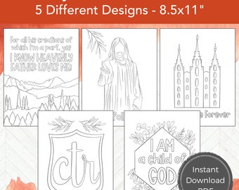 LDS Printable Primary Coloring Page, Easy Activity Day Idea, I am a Child of God Coloring Page, Temple, Scripture CTR and Jesus Christ Art