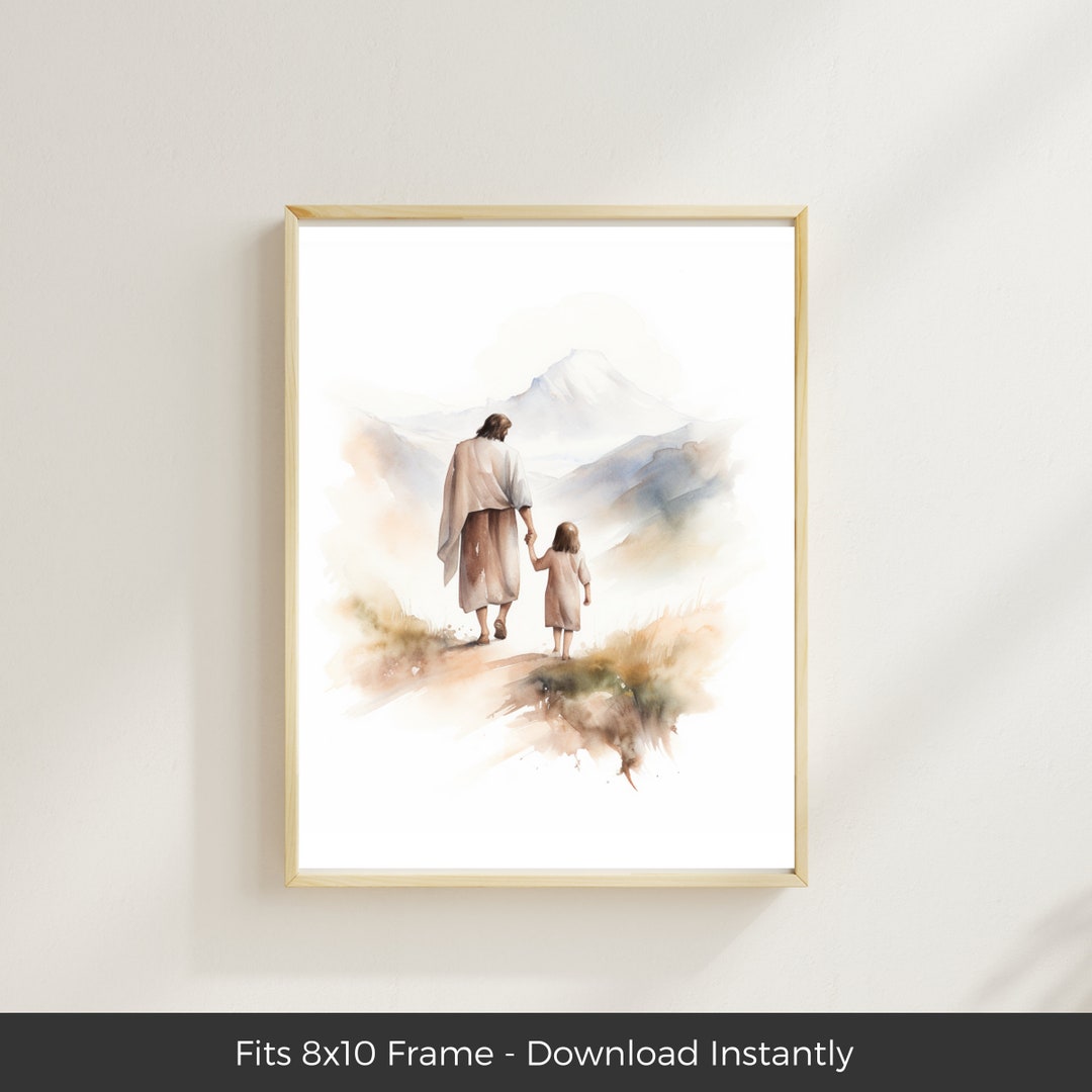 Jesus With Child Wall Decor, Child of God Jesus Loves Me Watercolor Art ...
