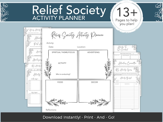 RELIEF SOCIETY Activity Planning Sheets, Activity Planner Instant Download, Relief Society Planner, LDS Printable
