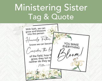 Easter Day LDS Ministering Handout Gift Tag Printable, LDS Relief Society Gift Tag, Easy Ministering Sister Gift Idea for Spring