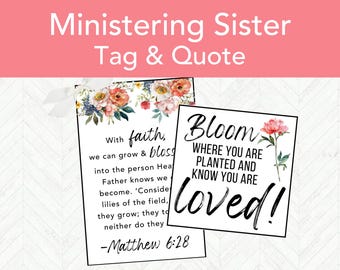 Spring LDS Ministering Handout Gift Tag Printable, LDS Relief Society Gift Tag, Easy Ministering Sister Gift Idea for Mother's Day or Sping