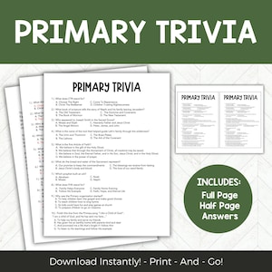 LDS Primary Trivia Activity, Easy LDS Printable Game, Sunday School Primary Activities Ideas, No Prep Easy LDS Activity Days Idea
