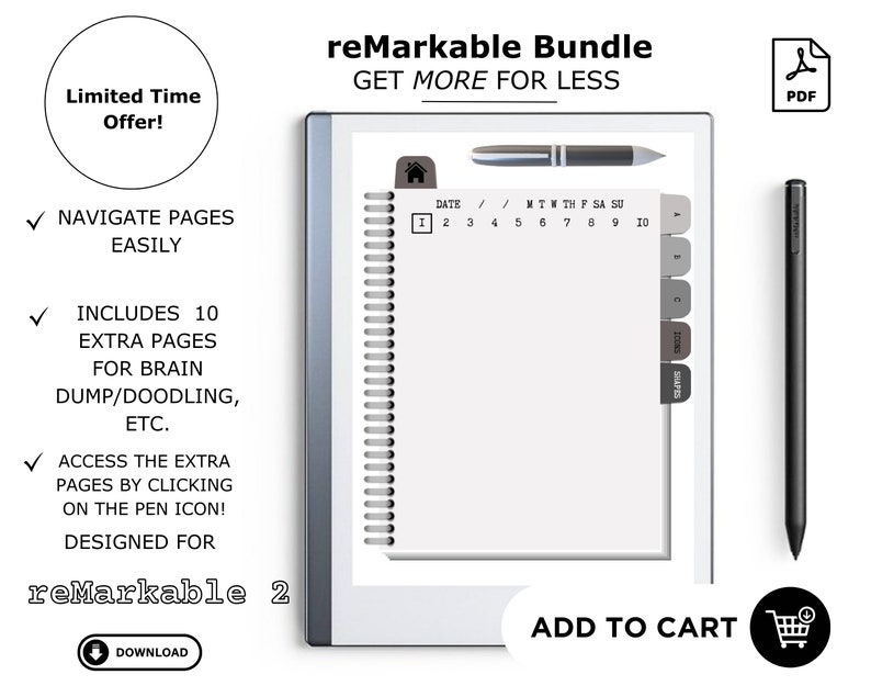 Remarkable 2 Template for Remarkable Tablet Digital Notebook for Eink Remarkable 2 Template for Remarkable Tablet Digital Notebook for Eink